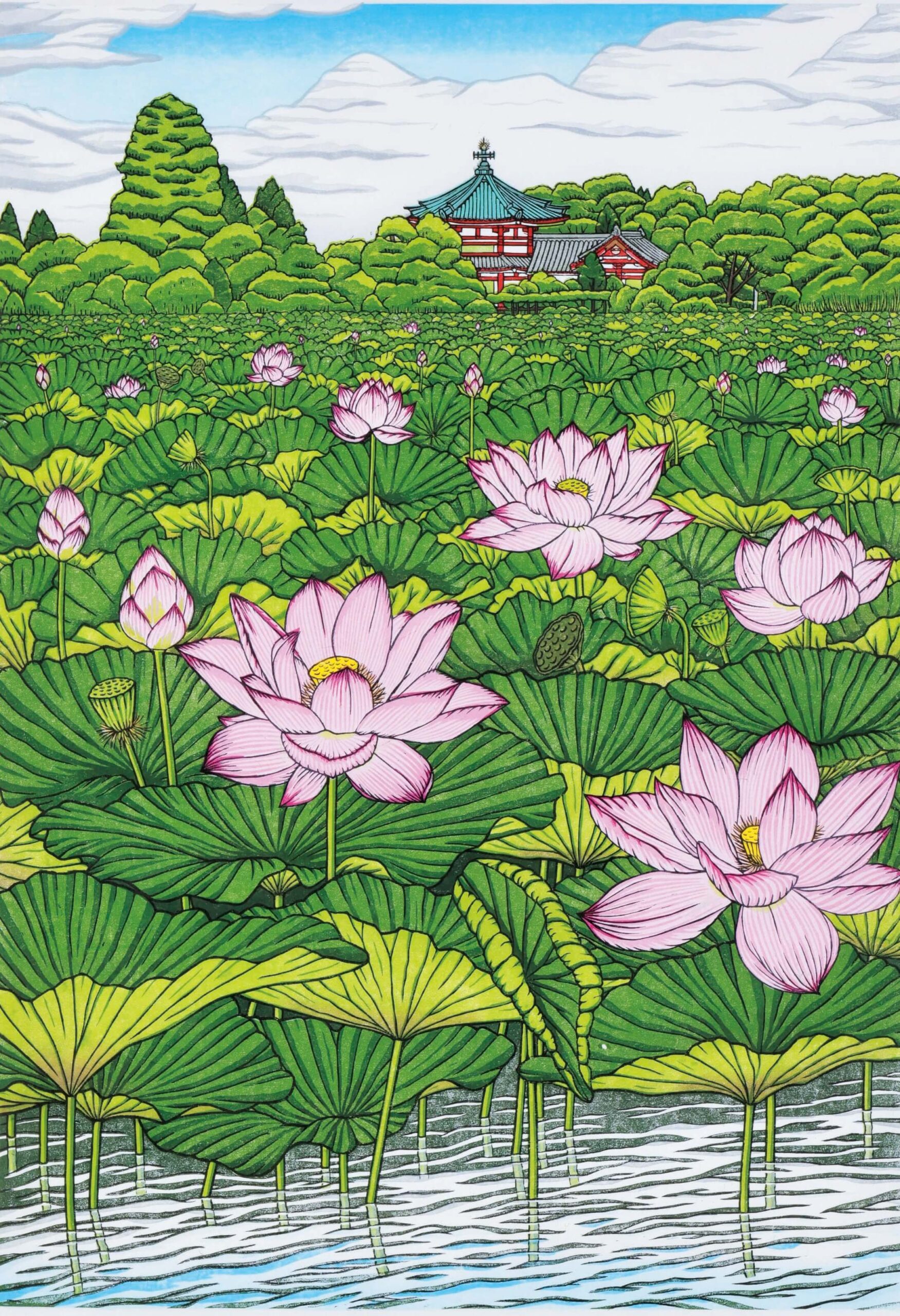 版画屏風 万葉集【版画家 原 和雄作品】・新槐樹社・日本板画院 版画屏風【版画家 しく 原 和雄作品】・新槐樹社・日本板画院